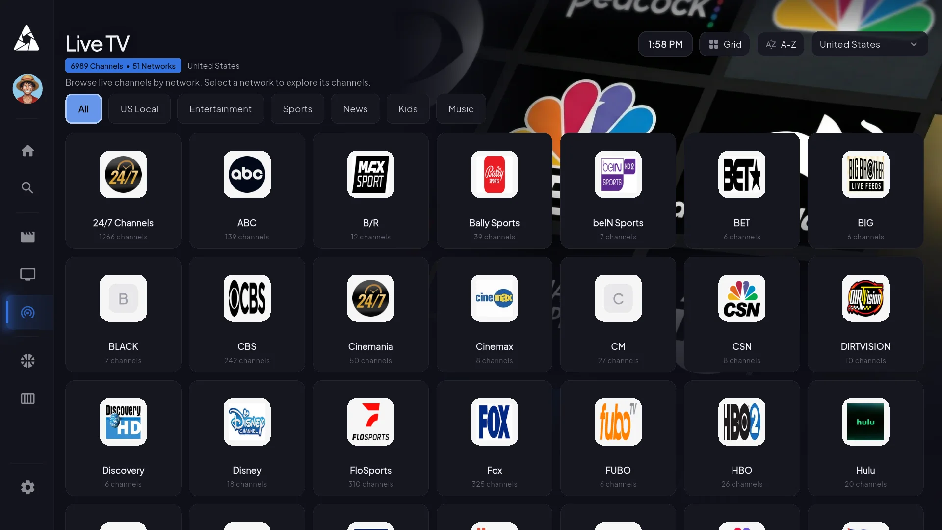 Live Channels View